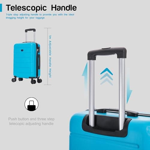 Aerostar 24" Medium Suitcase Super Lightweight 4 Wheel Dual Spinner with Integrated Combination Lock, ABS Hard Shell Check in Luggage for 15 to 20kg (Blue, 75 Litre) — view 4
