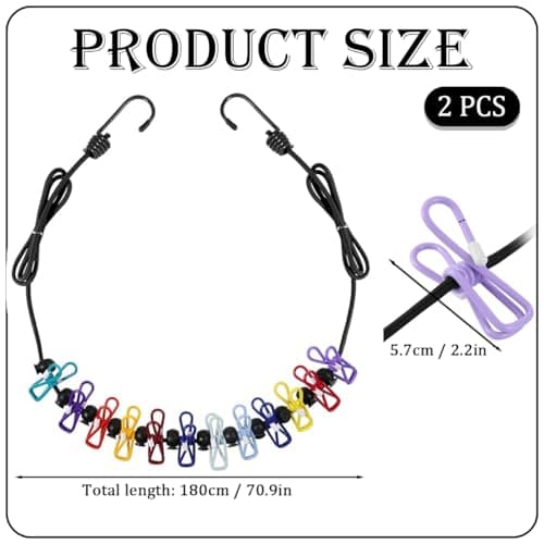 Travel Washing Line with 1pcs Storage Bag, Portable Camping Washing Line with Pegs, Retractable Travel Clothes Line for Cruises Hotel Backpacking — view 2