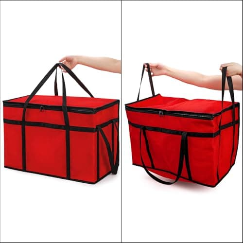 AVLA 3 Pack Insulated Food Delivery Bag, 77L XXX-Large Reusable Grocery Tote Insulation Bag, Collapsible Commercial Food Warmer Cooler Bags with Strong Handle Zipper for Catering, Shopping, Travel — view 3