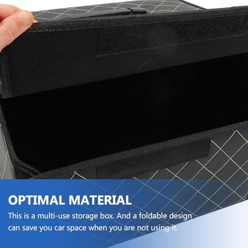 NUSITOU Car Trunk Storage Box Medium Pu Leather Collapsible Vehicle Trunk Organizer with Gold Stitching for Car Boot Storage and Travel Accessories — view 5