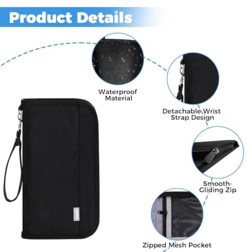 Passport Holder Travel Wallet for 2 Passports 25x14 cm RFID Card Holder — view 3