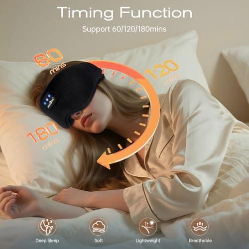 MUSICOZY BambooCotton Sleep Mask Headphone with Dual Removable 3D Eye Cups — view 4