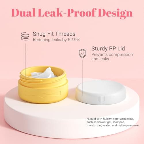 Euqvunn Travel Containers for Toiletries, Silicone Travel Pots with Clear Bag, 40ml Travels Pots for Cream TSA Approved, Leak-proof Essentials for Cosmetic Face Body Hand Cream (4 Pack) — view 2