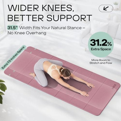 ZOEY 7-Fold Foldable Yoga & Exercise Mat, Extra-Wide 189x80cm XL Lightweight Non-Slip TPE Workout Mat for Yoga Pilates, Portable for Travel Camping Home Gym Floor, Smoky Pink — view 2