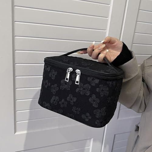 Large Cosmetic Bag Toiletry Bag Large Capacity Makeup Bags Waterproof Multifunction Cosmetic Bag Make Up Organizer Storage Gift for Girls Women (Black) — view 6