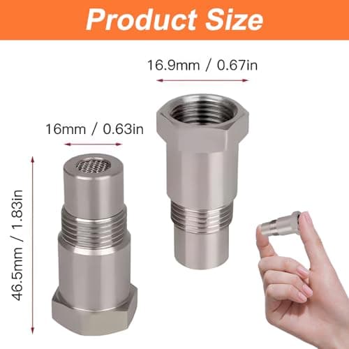 2 Pcs O2 Oxygen Sensor Adapter, M18 x 1.5 Steel Sensor Spacer with Filter — view 2