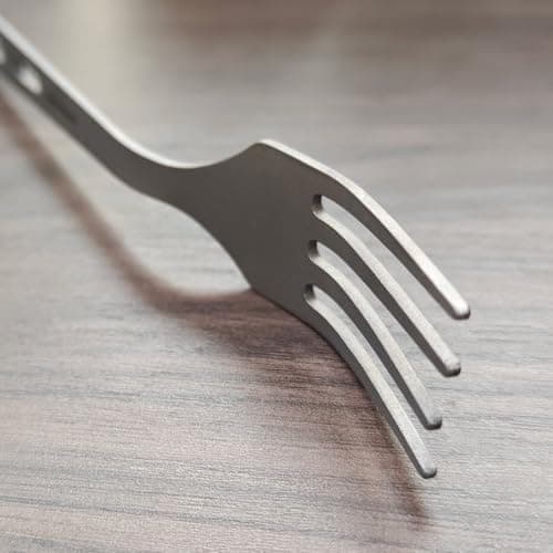 Dawn Deer Titanium Fork Spoon Knife Set - Camping Tongs | Ultralight Backpacking Utensils, Travel Cutlery Set, Heat-Resistant & Rustproof, Hiking Survival Gear (Spoon + Fork) — view 6