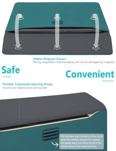 HYZUO 13 Inch Laptop Case Sleeve Bag with Adjustable Stand, Dark Green — view 4