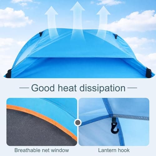 Pop Up Tent for 2 Person, Instant Camping Tent with Carry Bag, Lightweight Foldable Dome Tent, Portable Outdoor Shelter for Camping, Hiking, Fishing, Festival & Beach, Blue, 187 x 196 x 133 cm — view 2