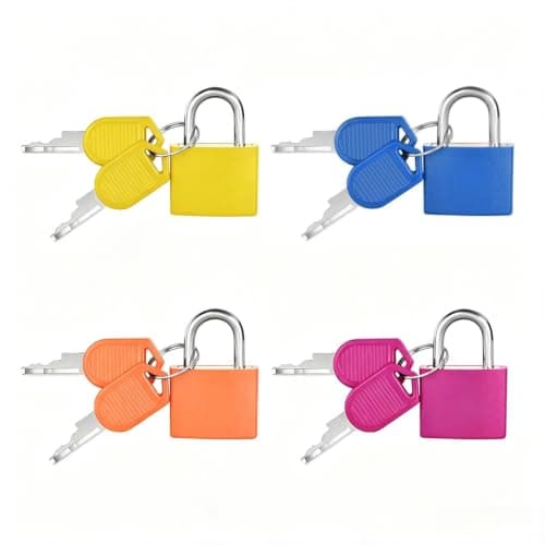 Flintronic 4Pack Suitcase Lock with Key, Small Padlock Luggage Lock Travel Lock Backpack Lock, Color Metal Padlock with Key, Small Padlock for Travel Backpack Play Fitness