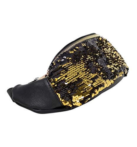 Lyallpur Bumbag Glitter and Sequin Pouch Travel Festival Waist Belt Holiday Money Wallet (Gold) — view 2