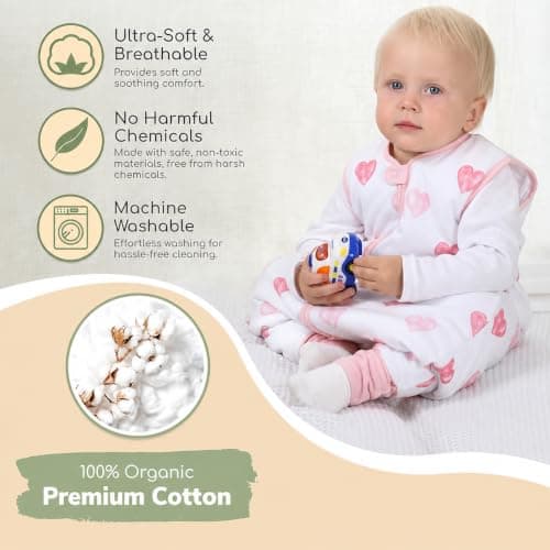 Organic Cotton Toddler Sleeping Bag with Legs 1.0 TOG Sleep Sack 1-Pack — view 2