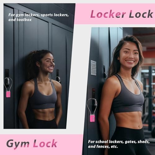 SEPOX® Combination Extra Long Cable Padlock 12-PK, Resettable 4-Digit Pink — view 5