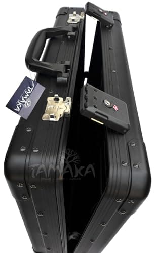 TAMAKA® Premium Solid Aluminium Executive Laptop Padded Briefcase Hard Metal Attache Case TSA Approved Combination Lock Carbon Black for Men Women - 12-17.5" — view 3