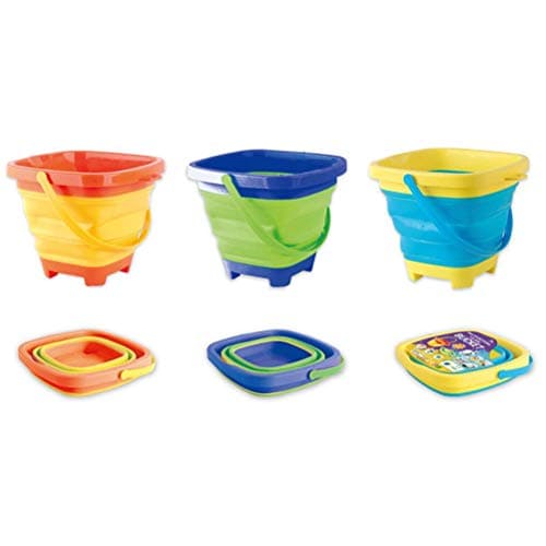 Generic Multifunctional Foldable Beach Bucket Sand Toy Kids Plastic Sand Bucket Expandable Pail Collapsible Water Container for Outdoor Indoor Play Camping Travel (green) — view 2
