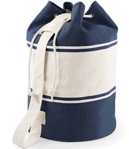 COOZO Unisex Large Capacity Canvas Duffle - French Navy/Off White - One Size