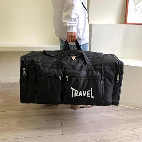 Haipky 100L Foldable Travel Duffles Bag, Sports Gym Bag, Shoe Compartment, Lightweight and Waterproof, Large Capacity, Unisex (Black) — view 6