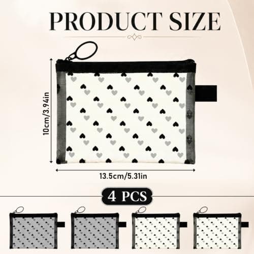 Bruislard 4 Pcs Small Make Up Bag Mesh Cosmetic Pouch with Zipper — view 2