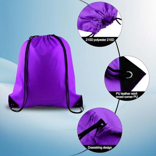 PLULON Purple Drawstring Bags Drawstring Backpack Bulk, String Backpack Cinch Sack Sport Gym Bags for Yoga Traveling Outdoor Sports — view 3