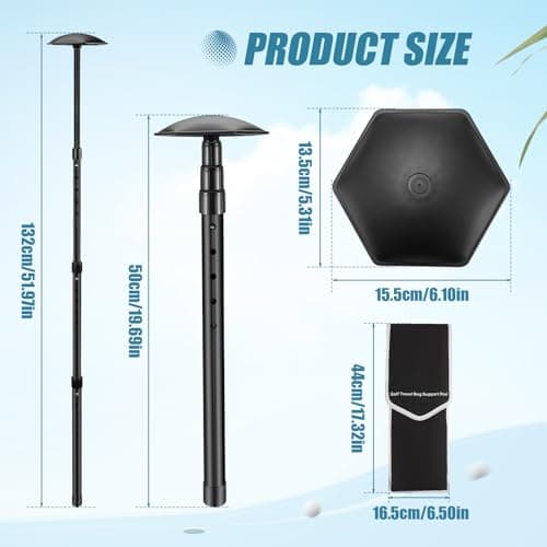 Golf Travel Bag Support Rod, Club Protector Pole Cover Aluminum Alloy Adjustable 4 Telescoping Section, Golf Support Stick, Golf Club Bag Accessories Support System for Golf Bag, Durable Portable — view 6