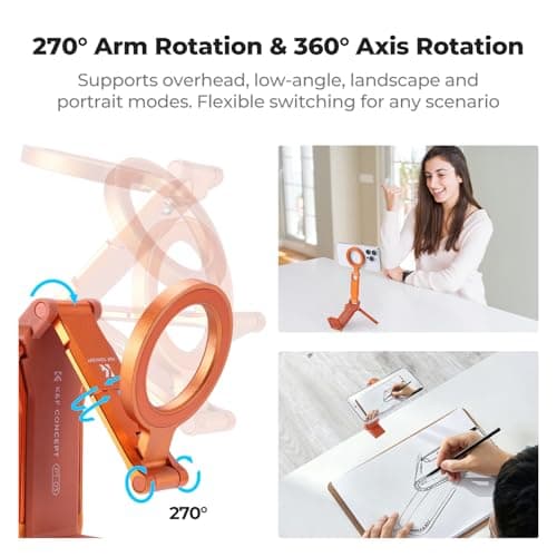 K&F CONCEPT 360° Rotating Magnetic Phone Tripod, Orange — view 3