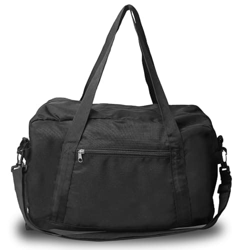 Small Gym Bag, Waterproof Sports Bags 40x20x25cm fits Ryanair Cabin with Adjustable Shoulder Strap, Gym Duffel Bag, Small Holdall Bags for for Women Men Sport Overnight Travel Weekend Trip (Black)
