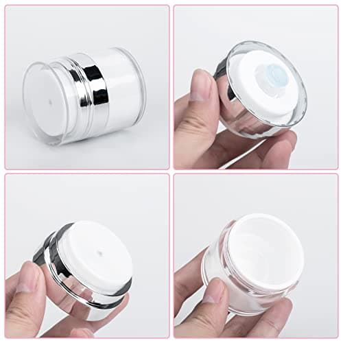 Airless Pump Bottle, 2PCS Moisturiser Container, Refillable Pump Dispenser Cream Jar Vacuum Bottle Travel Cream Bottles Portable Cosmetic Container (50ml) — view 3