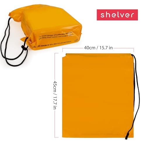 Shelver 2 x Plastic Drawstring Bags for PE, Swimming, Sports, Gym, Shoes, Crossbody Carry Athletic Style — view 3