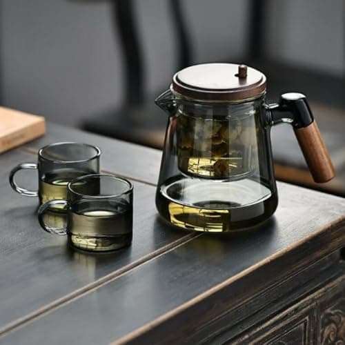 Tea Pot with Infuser, Glass Teapot for Loose Tea, Camping, Travel(Style 2 Clear) — view 2