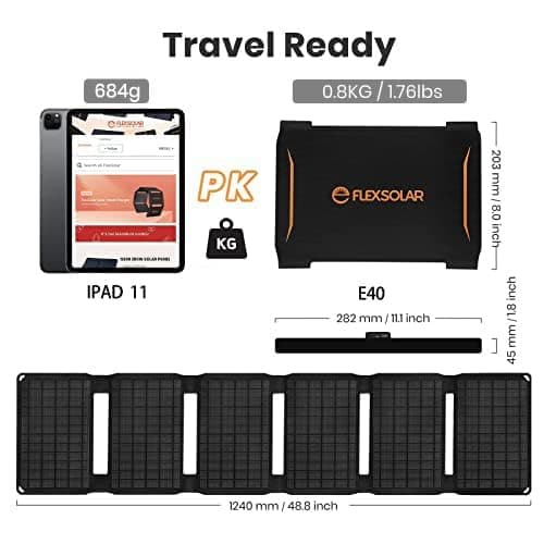 FlexSolar 40W Foldable Solar Charger USB C Portable Solar Panel Camping — view 4