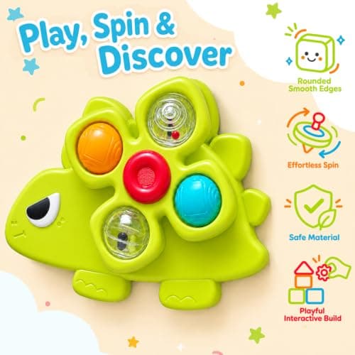 Kdoliti Suction Spinners for Babies,Baby Toy 1 Year Old,Sensory Fidget Toys for Kid,Toddler Travel Toy for 1 2+ Year Olds,Toy for 1 2 Year Old Gift,3 Pcs High Chair Toy with Suction Cups — view 3