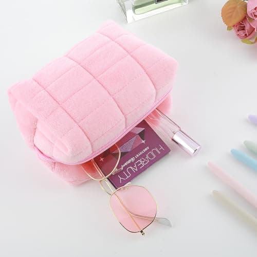 Sibba Makeup Bag Small Zippered Toiletry Organizer Make Up Travel Traveling Cosmetic Storage Case Skincare Cute Fluffy Polyester Purse Brush Set Pouch Daily Essentials Bathroom Display Womens — view 4
