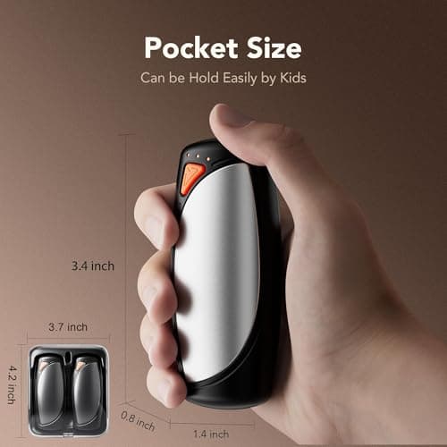 COTOP Hand Warmers Rechargeable 2 packs with Charging Case, Gifts for Men Women,14000mAh Up to 36 hours Reusable Electric Hand Heater, Quick Charge Portable Warmers for Outdoors, Camping, Inky-Silver — view 6