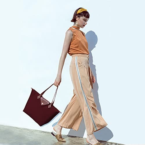 BOJLY Tote Bags for Women Stylish Waterproof Nylon Ladies Shoulder Bag Top Handle Handbag Folding Beach Travel Bag for Work,Shopping, School Maroon Red Small — view 3