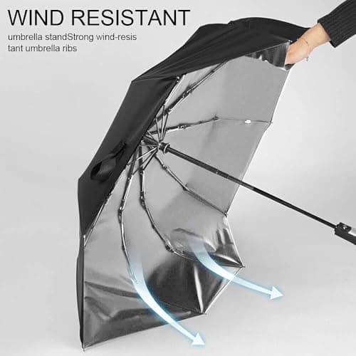 Buystarget Windproof Umbrella Large Stormproof Umbrellas or Men Women Compact Classic Waterproof Canopy Durable Strong 8, 10Ribs Auto Open Rain Sun Travel Business (Black Windproof Auto Open/Close) — view 4