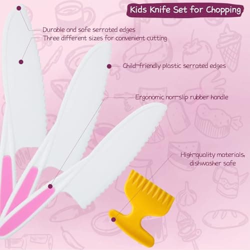 Kids kitchen knife Set for Chopping 24PCS Mini Chef Kids Cooking Knife Set with Toddler Knife,Foldable Storage Box,Crinkle Cutter,Cookie Cutters and more for 4 5 6 Years Boys Girls Birthday Gifts — view 3