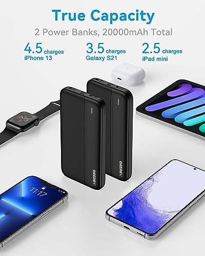 GREPRO Power Bank 10000mAh - 2 Pack, 2 USB A + 2.4A USB-C Output Ports — view 2