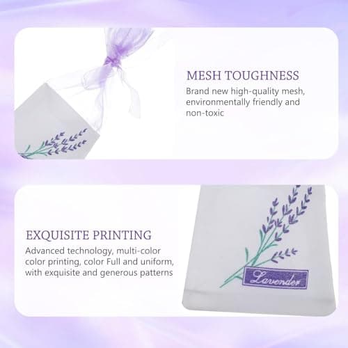20PCS Lavender Bags Empty Sachet Bag, Purple Drawstring Lavender Sacks for Wardrobes, Muslin Sachets Bag for Fill Dried Lavendar Flower, Freshener Scent Organza Gauze Pouches for Drawers — view 4
