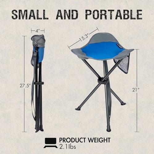 Portal Folding Stool Camping Stool Collapsible Tripod Portable Lightweight Fold away Small Chair Pop up Travel Seat for Hiking Backpacking Fishing Walking Events Festival Load 102KG — view 3
