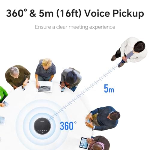 N newline Conference Speaker USB Bluetooth Microphone for PC, Noise Cancelling, 360°Voice Shooting 43 Hours Standby, Compatible with Zoom, Teams, Skype, Home Office — view 3