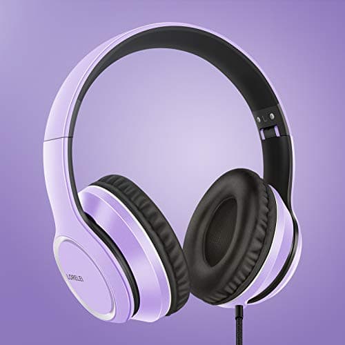 LORELEI X8 Over-Ear Wired Headphones with Microphone with 1.45m-Tangle-Free Nylon Line&3.5mm Plug,Lightweight Foldable & Portable Headphones for Smartphone,Tablet,Computer,Mp3/4(Dark Purple) — view 6