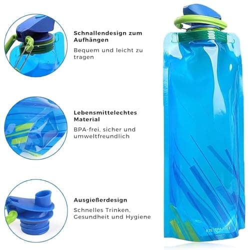 Rnigra Collapsible Water 4pcs 700ml Foldable Bottle, Reusable BPA-Free Collapsible Water Bottle for Outdoor Sports Travel Biking (4 Colors) — view 4