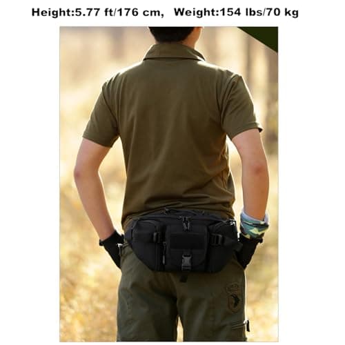 Men's Tactical Waist Bag Military Tactical with Molle Design Multi-Pocket Shoulder Bag for Trekking, Mountain, MTB and Outdoor Activities, Black — view 6