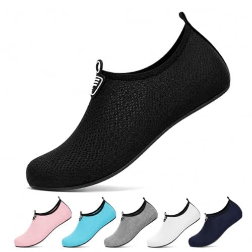 ADUDVLO Beach Shoes Water Shoes Women Men Quick Dry Sea Shoe Breathable Aqua Swim Shoe Lightweight Barefoot (Black, Adult, Men, 4, Numeric, UK Footwear Size System, Medium)