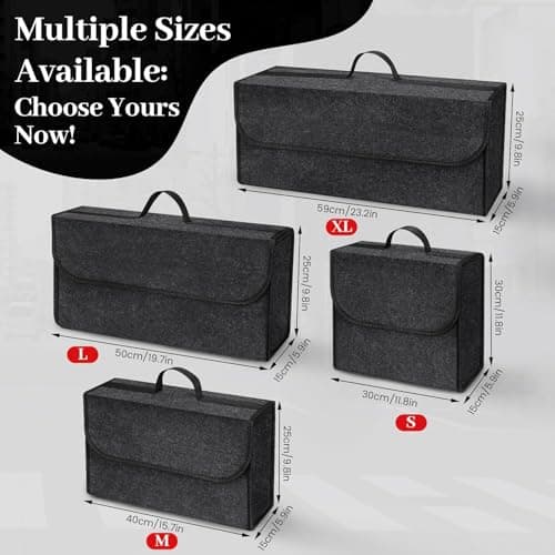 Einesin Upgrade Car Boot Bag Organiser with Reinforced Side Panels for Tools Breakdown Emergency Travel Tidy Van Caravan | Felt Bag in Black | Car Accessories Interior(30x15x30cm-1PC-Upgraded) — view 2