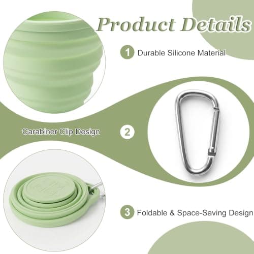 Set of 2 silicone folding cups, portable for outdoor use, blue and green — view 3
