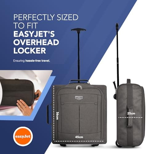 LUGG Soft Cabin Bag for EasyJet Overhead Locker - Durable Lightweight Travel Bag - 56 x 45 x 25cm - Spacious Main Compartment, Stylish Design, Easy Carry for Weekend & Business Trips- Charcoal — view 2