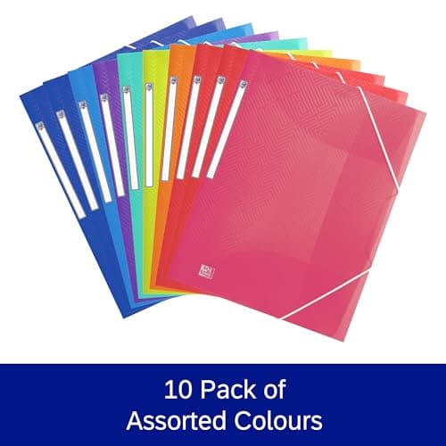 Oxford A4+ Plastic Wallets, Assorted Colours, 3 Flap Folders for Documents, Pack of 10 — view 4