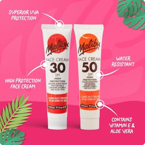 Malibu Sun SPF 30 Face Cream and SPF 30 Lip Balm Duo, High Protection Sun Cream, Water Resistant, Vitamin Enriched, 2 pack — view 3