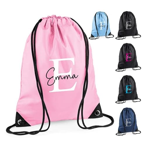 Chicken Craft Customisable Personalised Drawstring Bag - Ideal PE Kit, Gym, and Swimming Bag for Boys, Girls, Kids in Nursery and Primary School, Available with Monogrammed Initial and Name